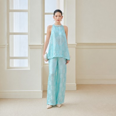 Set Nữ JOVEN Helina Áo Sát Nách Cổ Yếm Phối Quần Ống Rộng