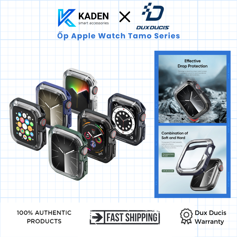 [CHÍNH HÃNG] Ốp Apple Watch Dux Ducis Tamo PC Trong Silicone Series 7-9 Ultra Chống Sốc