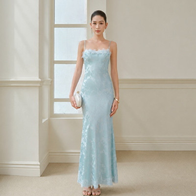 Đầm Nữ JOVEN Giada 2 Dây Dáng Dài Viền Ren