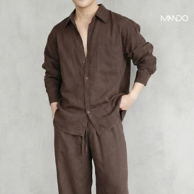 [Có BIGSIZE]  Áo Sơ Mi Linen Nam MANDO 3 Màu Hot Dài Tay Form Oversize Đi Biển Dạo Phố Đi Cafe Mặc Mùa hè - NSHT00