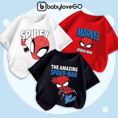 Áo thun bé trai BabyloveGO áo siêu anh hùng cộc tay chất thun cotton thoáng mát cho bé 2-12 tuổi