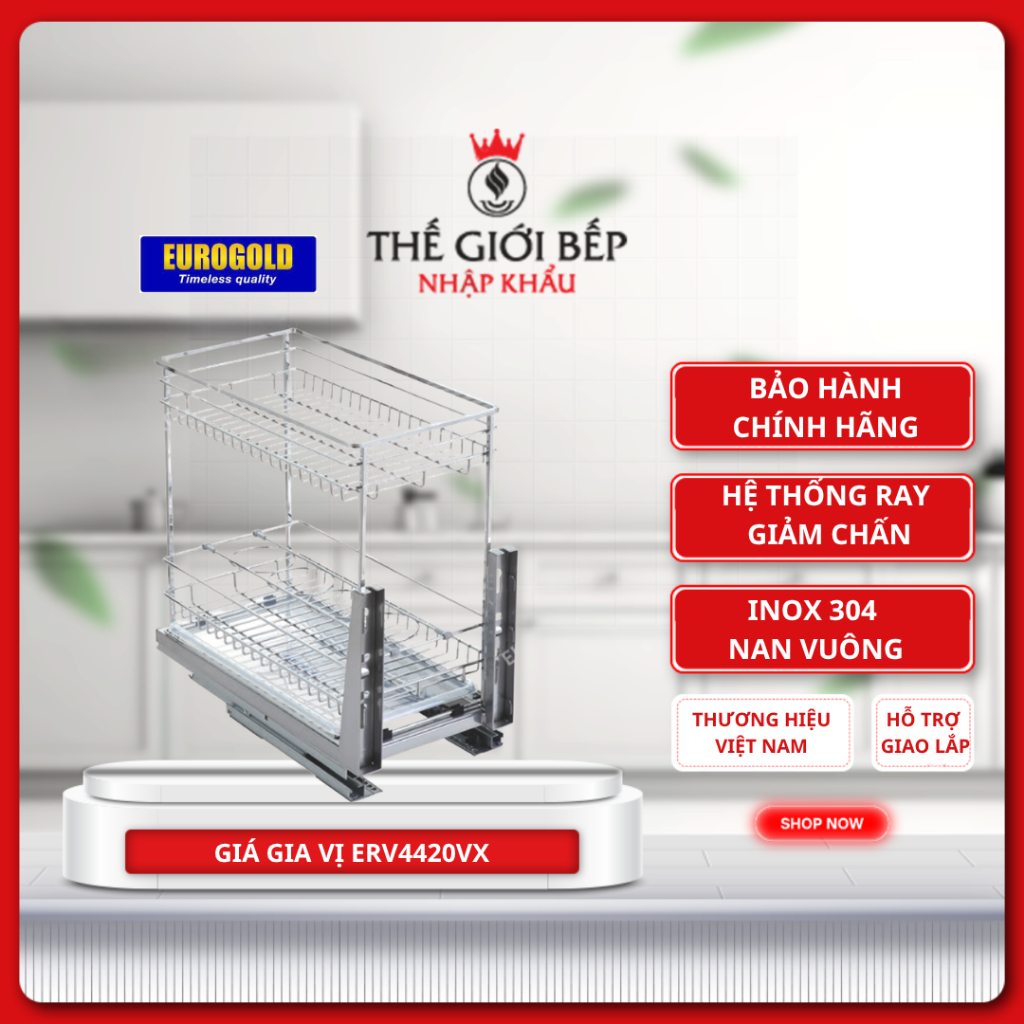 Giá Gia Vị Eurogold ERV4420VX/ERV4425VX/ERV4430VX/ERV4435VX/ERV4440VX – Inox 304 Nan Vuông