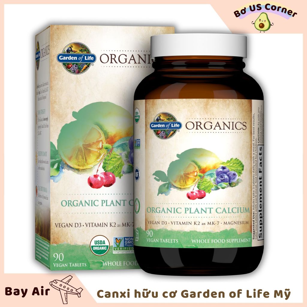 Canxi Thuần Chay Hữu Cơ Garden Of Life Mỹ Giảm Đau Xương Khớp Mỹ