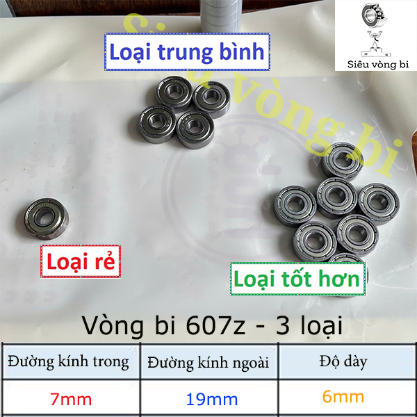 [3 loại] Vòng bi- bạc đạn mã 607z kích thước 7x19x6mm - hoàng OEM Trung Quốc - 3 loại tùy chọn