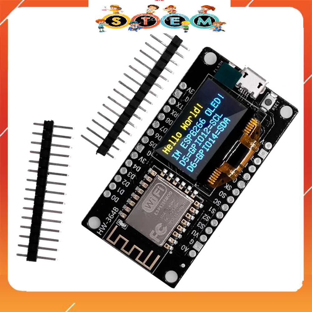 [Stem A-Z][104] Kit Phát Triển ESP8266 NODEMCU Có Màn Hình OLED 0.96 Inch (Đầu Cắm Type C)