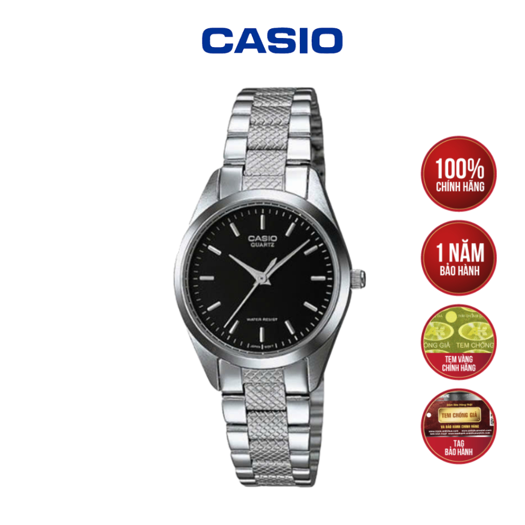 [MÃ LTP-1274D-1ADF] Đồng Hồ Nữ Casio Kim Loại – Mặt Tròn Đen Cổ Điển Thanh Lịch