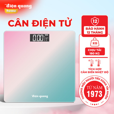 [TẶNG PIN] Cân Điện Tử Sức Khỏe Điện Quang Mặt Kính Cường Lực Chịu tải 180kg - Bảo hành 12 tháng