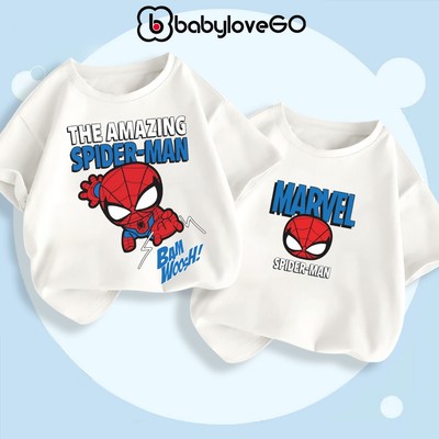 Áo thun bé trai BabyloveGO áo phông siêu anh hùng cộc tay cho bé chất cotton thoáng mát in hình độc đáo