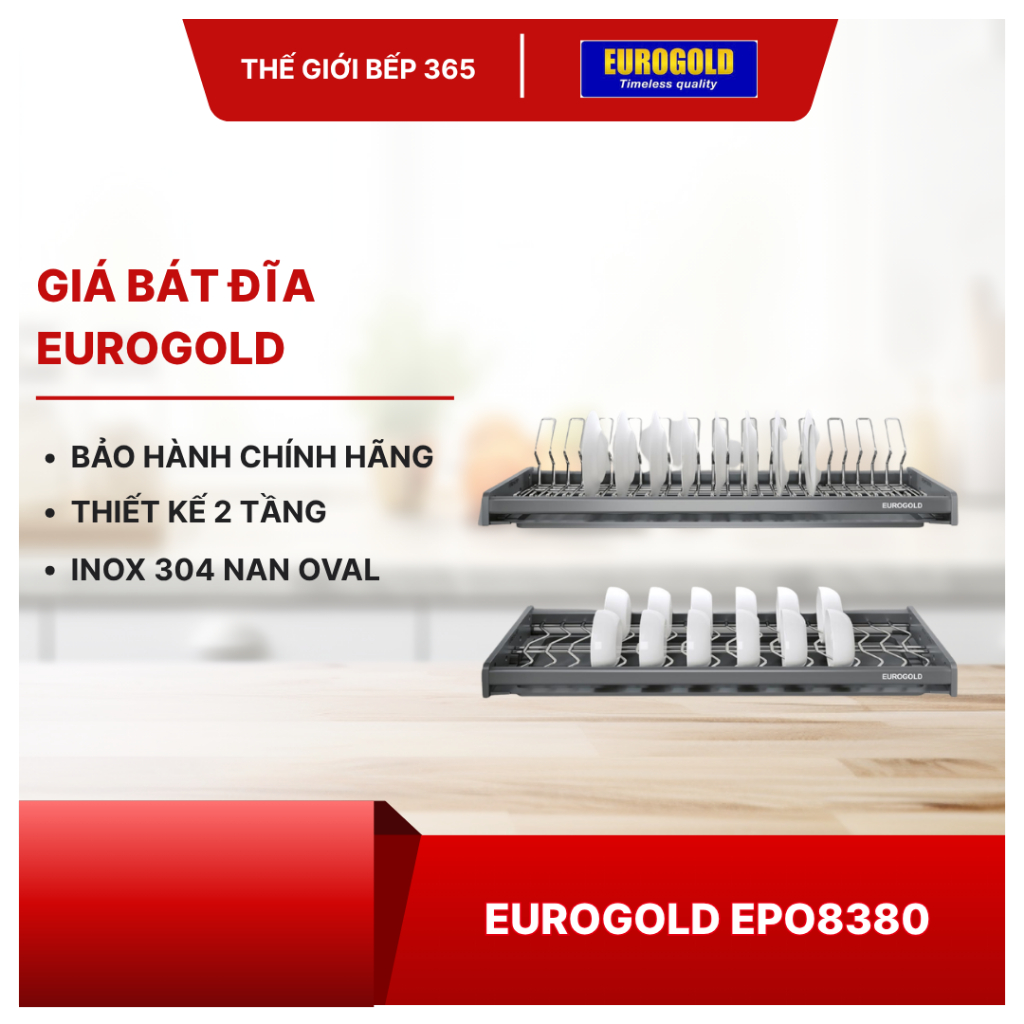 Giá Bát Cố Định Inox 304 Eurogold EPV8080/EPO8380 - Tối Ưu Hóa Không Gian Bếp Sang Trọng