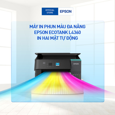 Máy In Phun Màu Đa Chức Năng Epson EcoTank L4360 In Qua Wi-Fi và Hai Mặt Tự Động (Bao Gồm Bộ Mực Chính Hãng Đi Kèm)