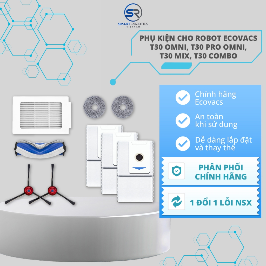Phụ kiện cho Robot Ecovacs T30 OMNI, T30 PRO OMNI, T30 Mix, T30 Combo - Chính hãng