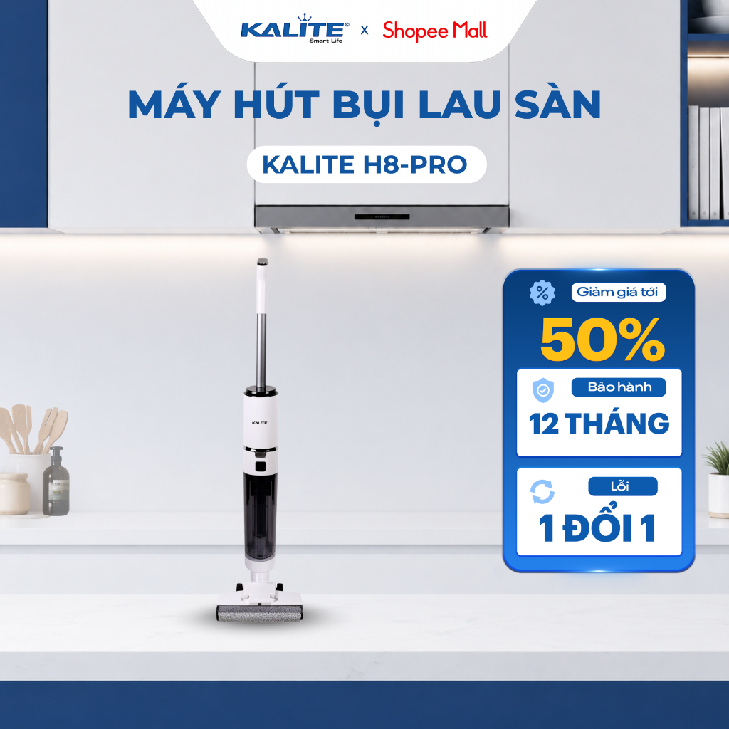 Máy Hút Bụi Lau Sàn KALITE H8 PRO Lực hút mạnh 11.000PA - Tự Làm Sạch & Sấy Khô - Sạc Nhanh 2H