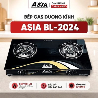 Bếp Gas Dương Kính ASIA BL-2024 đầu đốt bằng đồng nón  phi 78mm hàng chính hãng BH 24 tháng