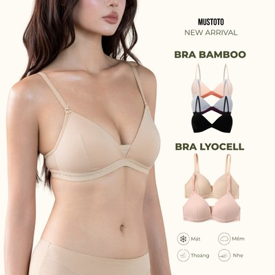 MUSTOTO Áo Lót Nữ Bra Trơn Mút Mỏng 0,2cm Không Gọng Bamboo - Lyocell Mút Thoáng Khí (MA28)