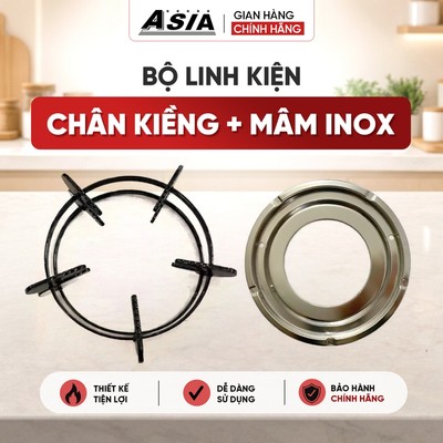 Bộ linh kiện bếp gas gồm 1 chân Kiềng 1 mâm Inox thay thế cho bếp gas dương có đường kính dưới 9 cm