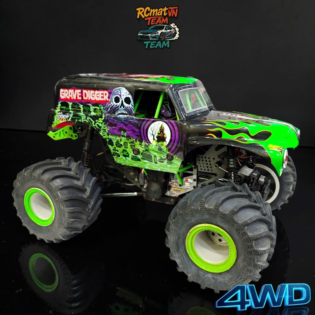 Xe Điều Khiển Brushless Losi LMT Monster Jam 1/8 Bốc Đầu SIêu Mạnh Mẽ Like New Đã Nâng Cấp ESC 150A