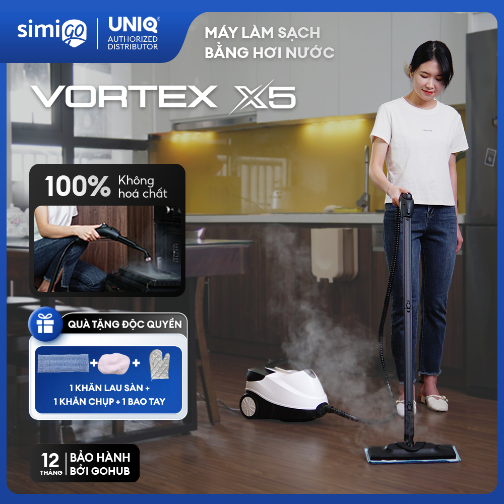 Máy làm sạch hơi nước nóng UNIQ Vortex X5 lau nhà đa năng xịt rửa vệ sinh nội thất ô tô nhà bếp sofa