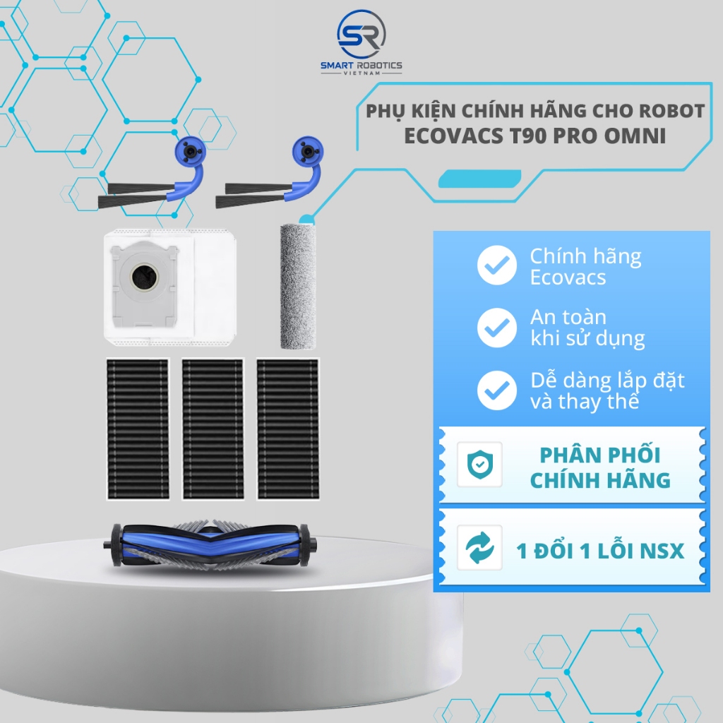 Phụ kiện chính hãng cho Robot hút bụi lau nhà Ecovacs T90 Pro Omni Chổi cạnh | Chổi chính | Bộ lọc |