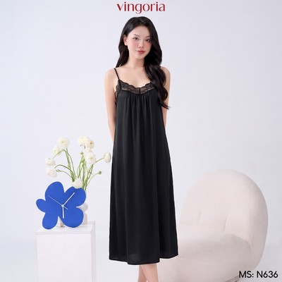 Váy ngủ nữ đồ ngủ mặc nhà Lụa VINGO/VINGORIA mặc xuân hè N636