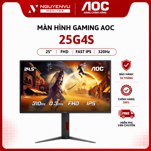 [Full Vat] Màn Hình Gmaing AOC 25G4S 24.5 inch (FHD/Fast IPS/310Hz/0.3ms) - Bảo Hành 3 Năm