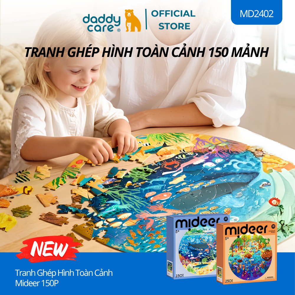 Đồ Chơi Xếp Hình 150 mảnh cho bé 5 6 7 8 Tuổi Mideer Round Puzzle