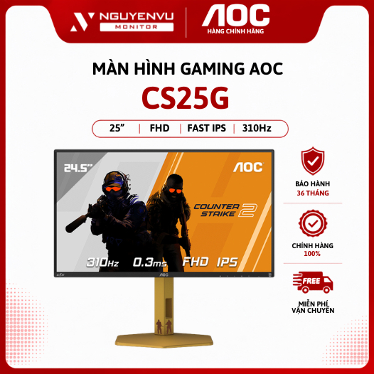 [Full Vat] Màn Hình Gaming AOC CS25G 24.5 inch (FHD/Fast IPS/310Hz/0.3ms) - Bảo Hành 3 Năm