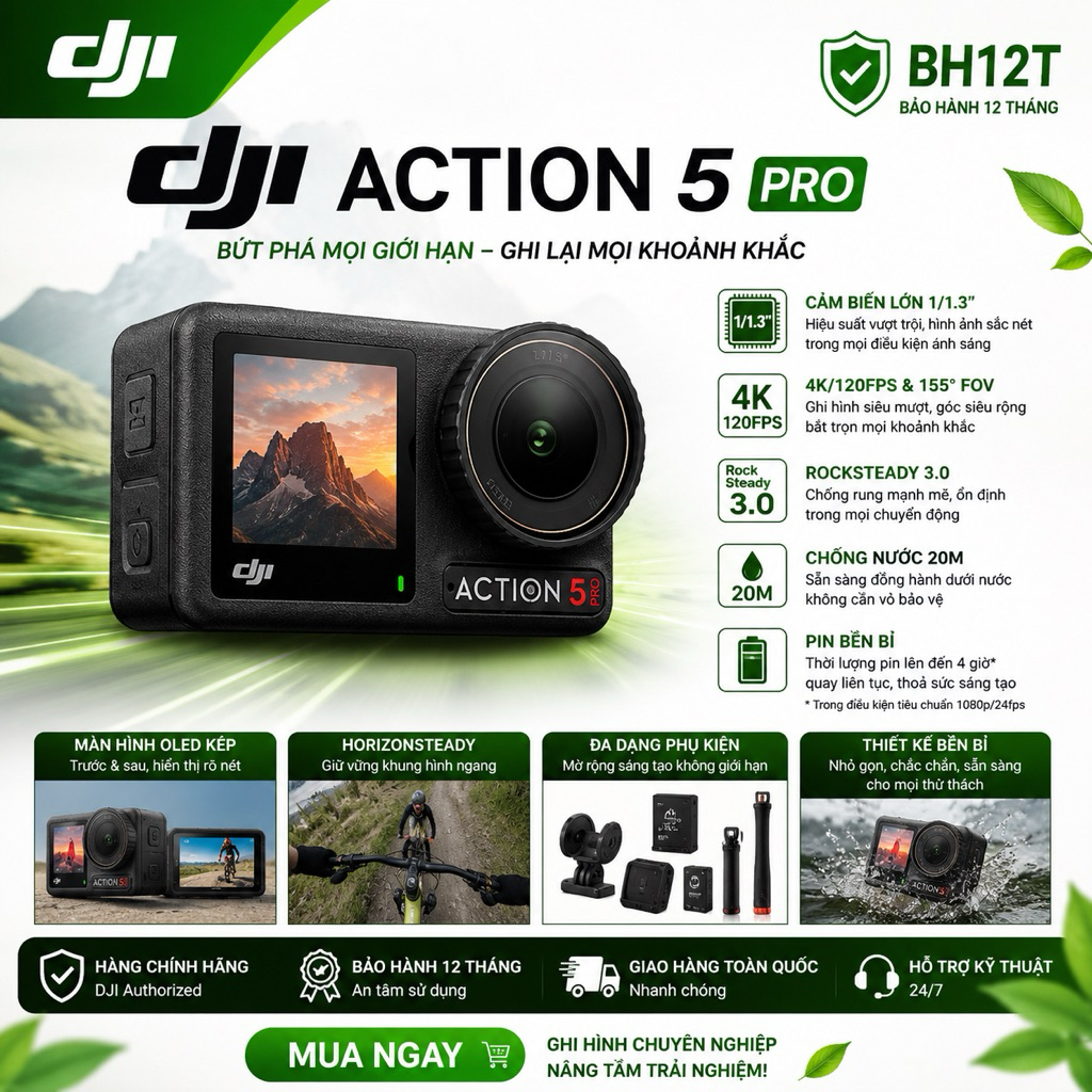BH12T DJI VN: Camera hành động DJI Osmo Action 5 pro - Standard và Combo