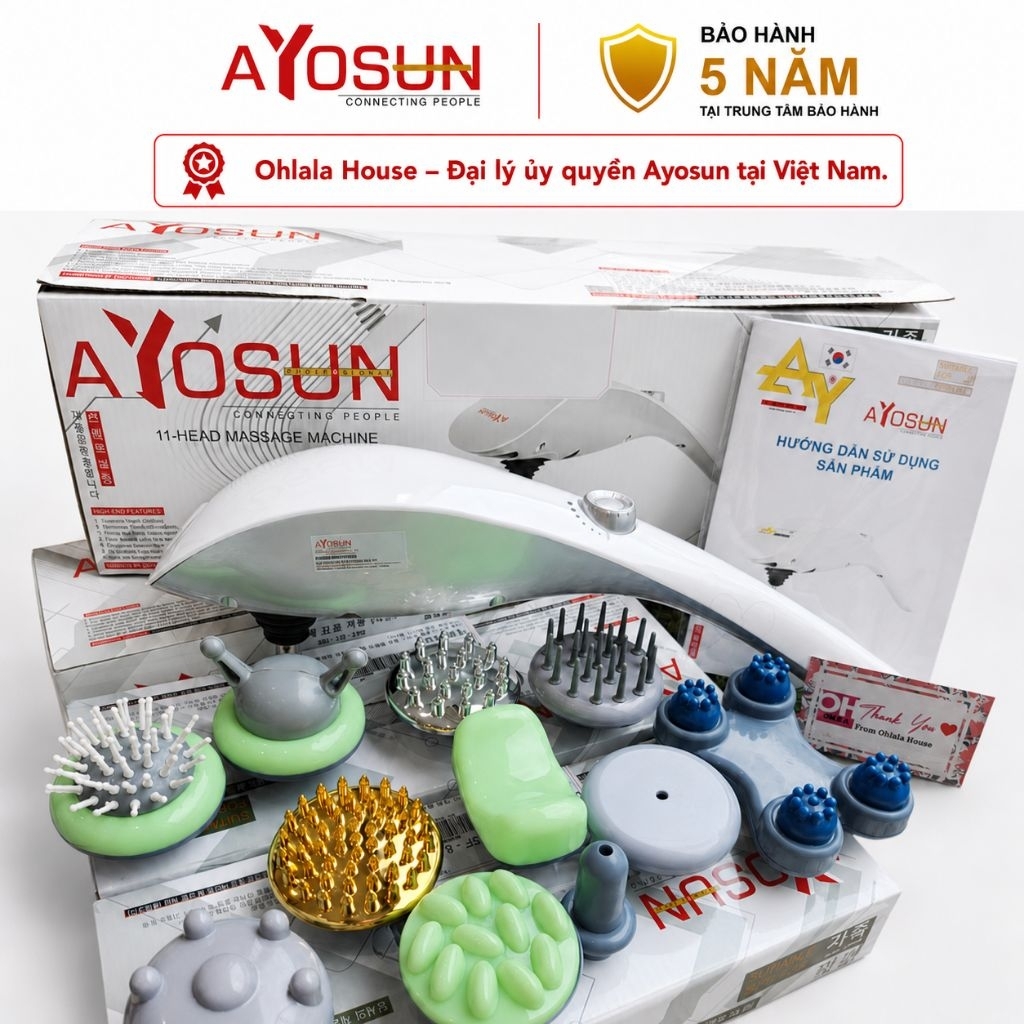[CHÍNH HÃNG-BH 5 NĂM] Máy massage cầm tay 11 đầu Ayosun Korea - Ohlala House đại lý phân phối