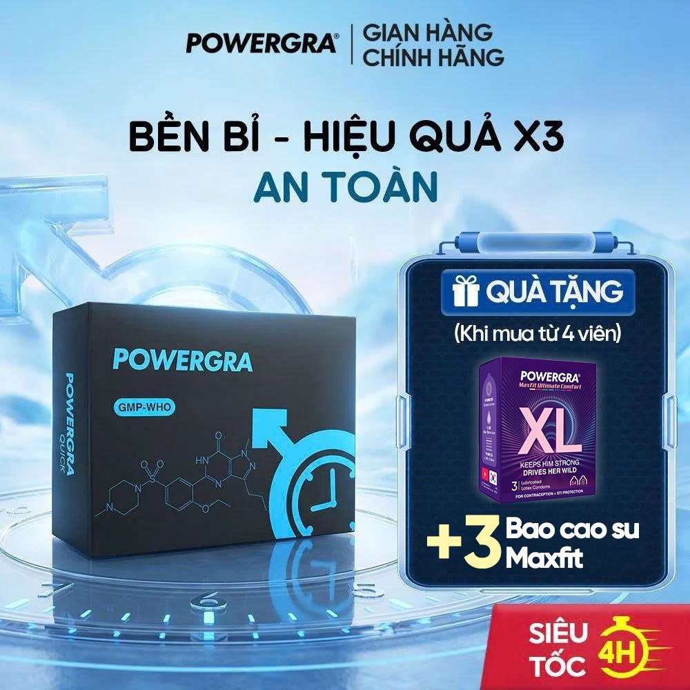 Thực phẩm bảo vệ sức khỏe tăng cường sinh lý nam giới Powergra For Men - Hộp 8 viên