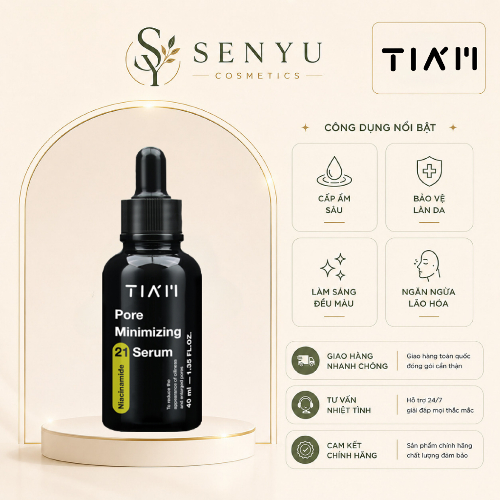 SERUM 20% NIACINAMIDE + 1% ZINC THU NHỎ LỖ CHÂN LÔNG, KIỂM SOÁT DẦU NHỜN VÀ NGỪA MỤN - TIAM Pore Min