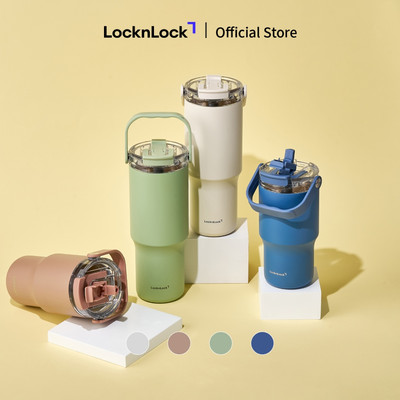 Bình giữ nhiệt LocknLock Straw & Sip Ceramic Tumbler phủ sứ LHC4430 600ml / LHC4431 880ml kèm ống hút
