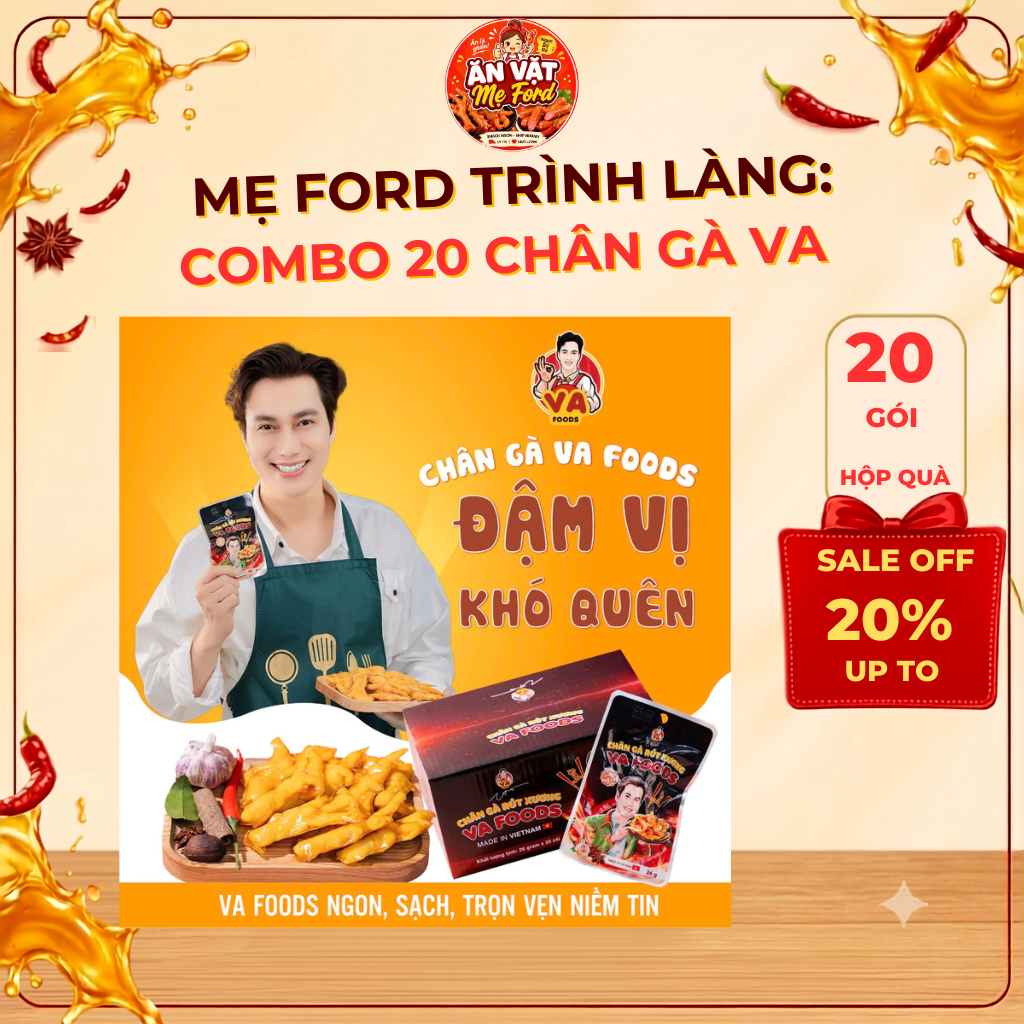 COMBO 20 Túi Chân Gà Rút Xương VA FOODS 26g/Túi, Hàng Việt Đảm Bảo VSATTP