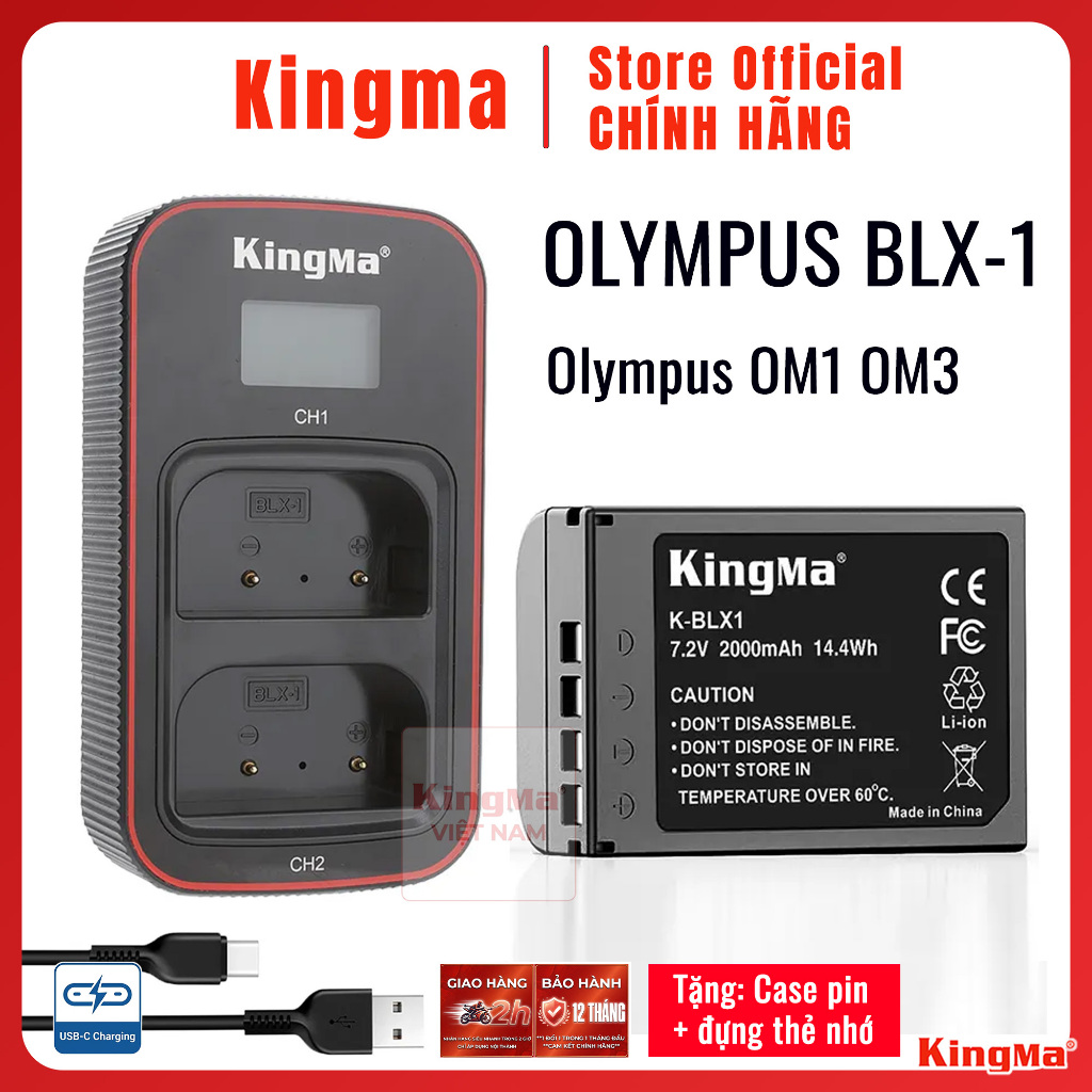 Kingma Olympus BLX-1 | Pin và sạc máy ảnh Olympus OM1 OM3