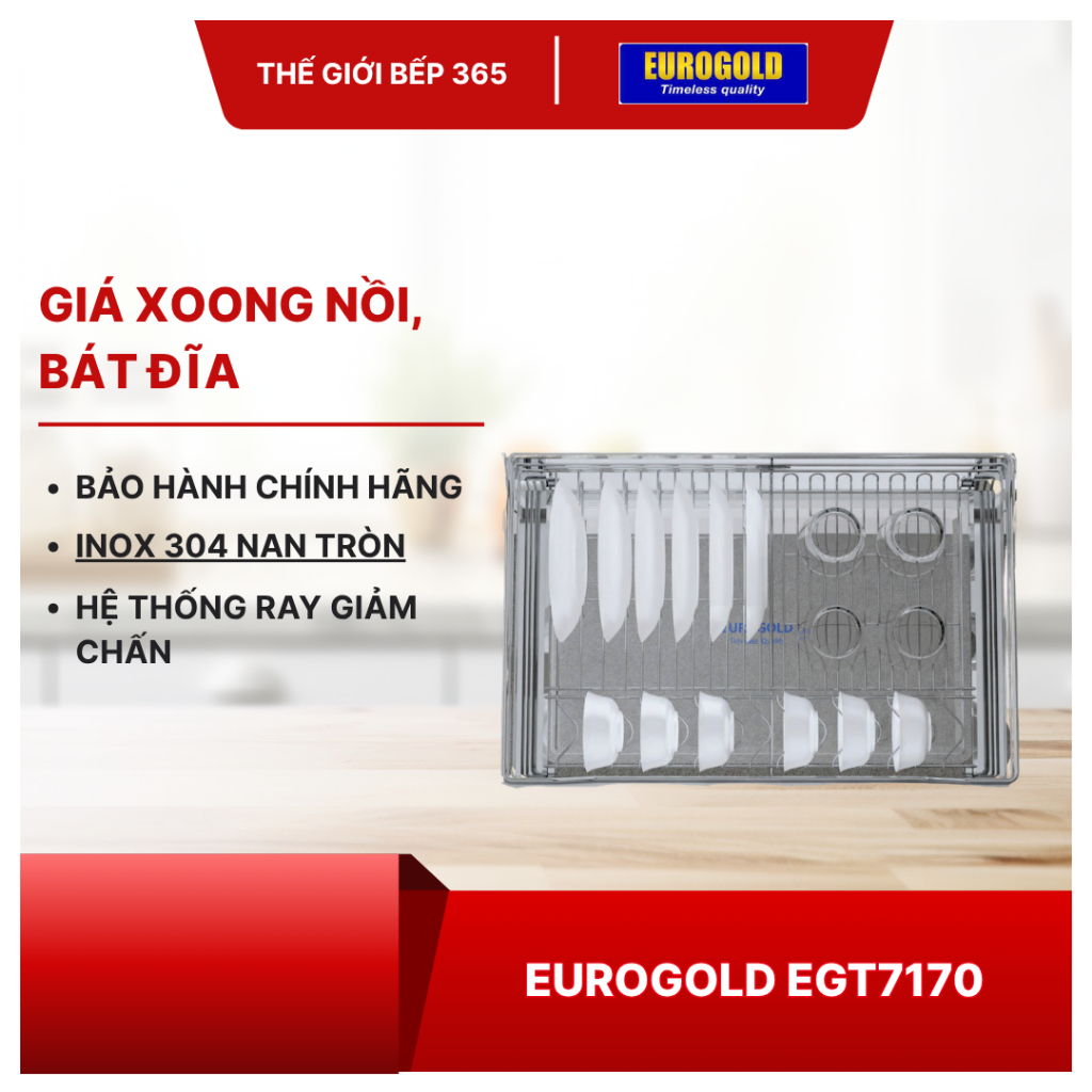 Giá bát đĩa di động Eurogold EG30470/EGT7170, kệ úp chén inox 304 cao cấp