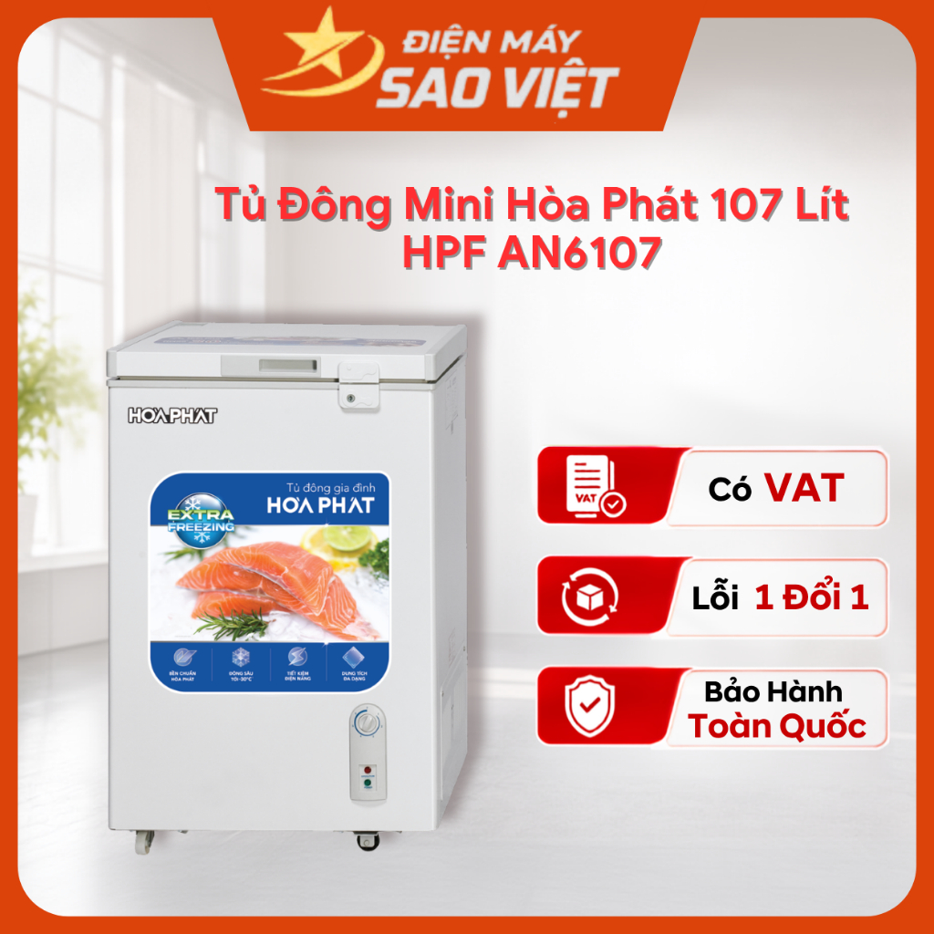Tủ Đông Mini Đứng Hòa Phát 107 Lít  HPF AN6107 Bảo Hành 24 Tháng Tại Nhà Toàn Quốc