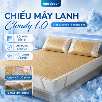 Chiếu Mây Lạnh Cloudy 1.0 Mịn Decor, Chiếu Mây Chun Cài 2 Góc Điều Hoà Mùa Hè Thoáng Mát, Đủ Size