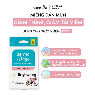 Miếng Dán Mụn Hỗ Trợ Giảm Tái Viêm Sau Nặn Mụn, Giảm Thâm Derma Angel Spot Lightening 12pcs