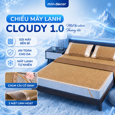 Thảm Sợi Mây Trải Giường Mát Lạnh Mịn Decor, Chiếu Mây Cloudy 1.0 Giảm Nhiệt Phiên Bản Mới Thoáng Mát