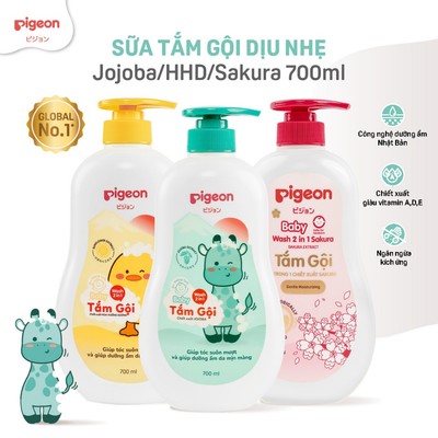 [700ML SVIP] Sữa tắm gội Pigeon dưỡng ẩm dịu nhẹ cho bé sơ sinh mềm mại an toàn cho da chính hãng