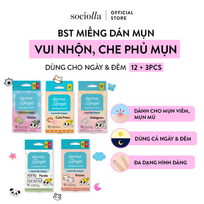 [LINK TỔNG HỢP] Miếng Dán Mụn Vui Nhộn, Che Phủ Mụn Derma Angel Beauty Patch 12+3 pcs