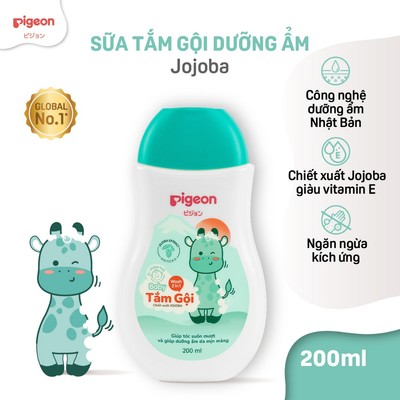 Sữa tắm gội Pigeon 200ml dưỡng ẩm dịu nhẹ cho bé sơ sinh mềm mại an toàn cho da chính hãng 1