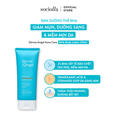 Kem Dưỡng Thể BHA Giảm Mụn, Dưỡng Sáng & Mềm Mịn Da Derma Angel Acne Care BHA Body Lotion 210ml