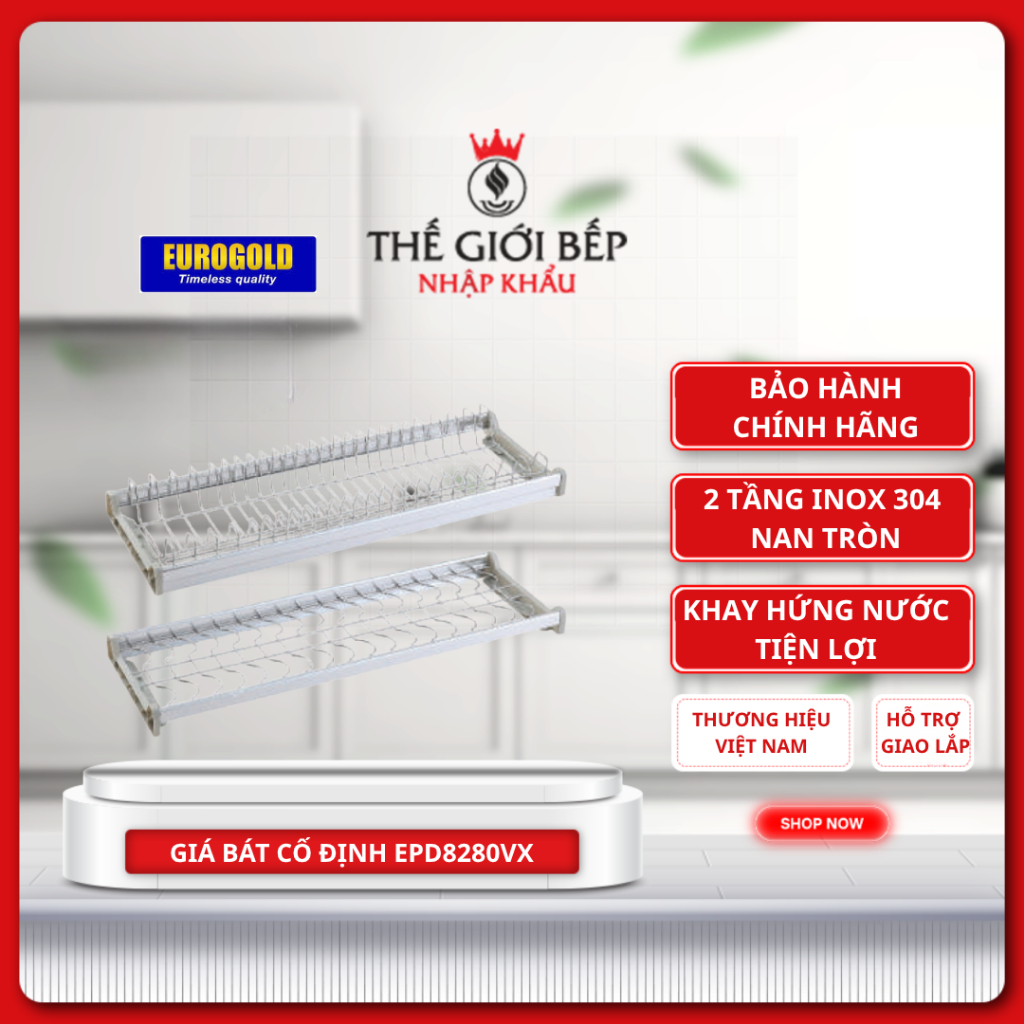 Giá Để Bát Đĩa Eurogold EPS800/EPD8280/EPD8280VX - Chống Trượt, An Toàn Khi Sử Dụng