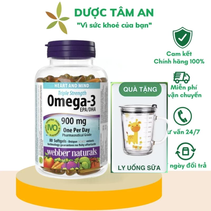 [NHẬP KHẨU] TẶNG 1 LY - Viên Uống Omega3 Webber Naturals Triple Strength Omega-3