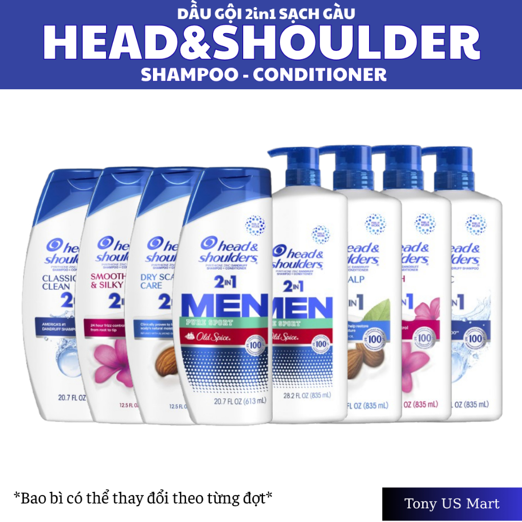 Dầu Gội Head & Shoulders Shampoo Conditioner 2in1 Chăm Sóc Da Đầu Đủ Mùi - Tony US Mart
