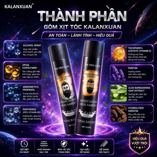 Combo 5 Chai Gôm Xịt Tóc KALANXUAN 420ML – Giữ Nếp Siêu Cứng, Nhanh Khô, Không Bết Tóc, Tạo Kiểu Nam Nữ