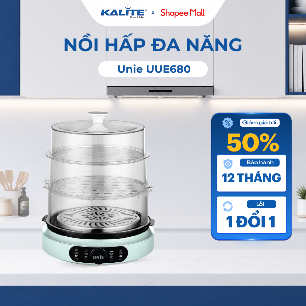 Nồi Hấp UNIE UE-680 Dung Tích 15L - 3 Tầng Hấp Tiền Lợi - Gợi ý Thời Gian Hấp Cho 7 Món Ăn Phổ Biến