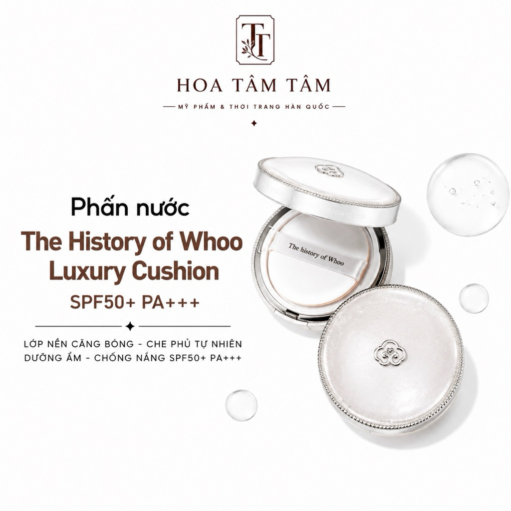 Phấn nước Cushion Whoo trắng - Phấn nước The History of Whoo Luxury Cushion SPF50+ PA+++