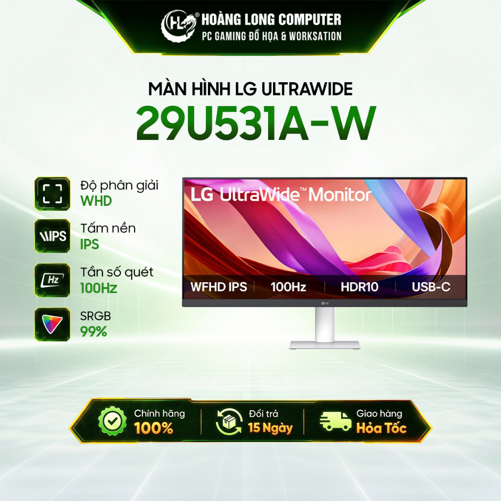 Màn Hình LG UltraWide 29U531A-W 29 inch IPS WFHD 2560x1080 100Hz USB TypeC Speaker, Chính Hãng