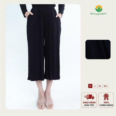 Quần lửng đen nữ chất lanh  Việt Thắng Q05.6403